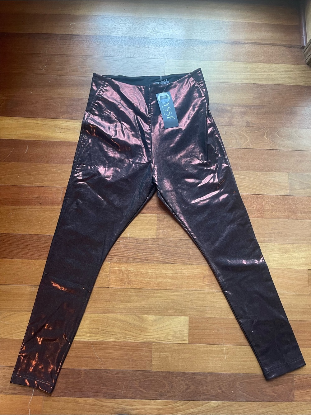 Lysse Metallic Copper-Black High-Waist Leggings